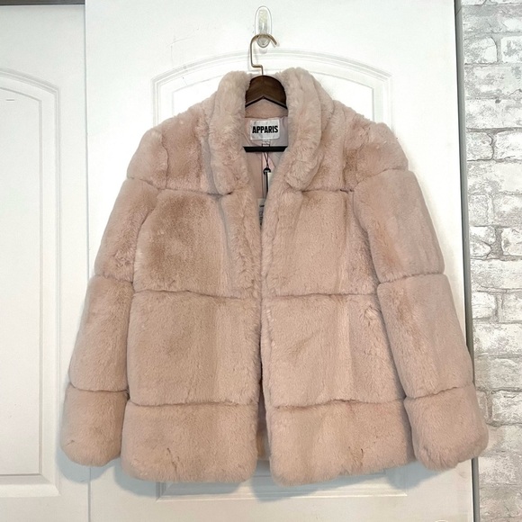 APPARIS Sarah 2 Blush Pink teddy faux fur coat L warm cozy bubblegum - Picture 6 of 11
